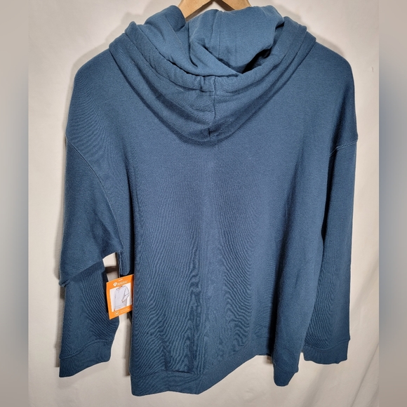 NWT MUUV medium tunic length oversized hoodie in a deep blue.  Unisex. - Picture 6 of 7